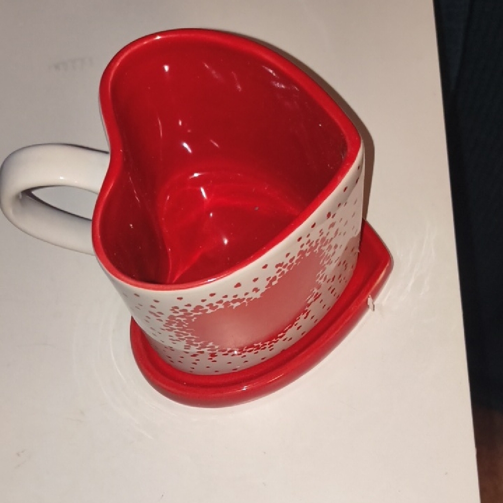 Heart-Shaped Red and White Mug